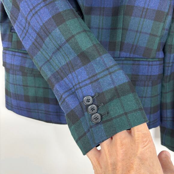J. Crew Factory black watch plaid blazer 0 Wool blend 22235 academia preppy - Picture 6 of 10